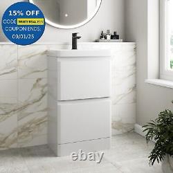 Bathroom Cloakroom Vanity Unit Wash Basin Cabinet Drawers Storage White 500mm