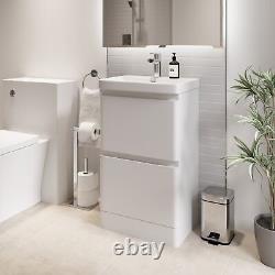 Bathroom Cloakroom Vanity Unit Wash Basin Cabinet Drawers Storage White 500mm