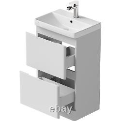 Bathroom Cloakroom Vanity Unit Wash Basin Cabinet Drawers Storage White 500mm