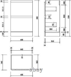 Bathroom Cloakroom Vanity Unit Wash Basin Cabinet Drawers Storage White 500mm