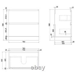 Bathroom Cloakroom Vanity Unit Wash Countertop Basin Storage Cabinet Grey 800mm