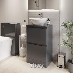 Bathroom Cloakroom Vanity Unit Wash Storage Cabinet Countertop Basin Grey 500mm