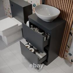 Bathroom Cloakroom Vanity Unit Wash Storage Cabinet Countertop Basin Grey 500mm