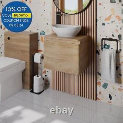 Bathroom Cloakroom Vanity Unit Wash Wall Hung Countertop Basin Wood 500mm