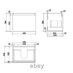 Bathroom Cloakroom Vanity Unit Wash Wall Hung Countertop Basin Wood 500mm