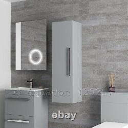 Bathroom Cloakroom Vanity Wall Tall Storage Unit Light Grey Gloss Edon