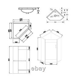 Bathroom Cloakroom White Corner Vanity Unit Ceramic Basin Sink Cabinet Furniture