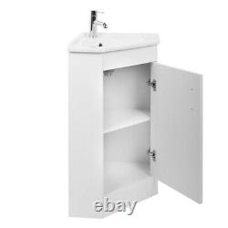 Bathroom Corner Cloakroom Vanity Sink Ceramic Basin Cabinet Storage Unit White