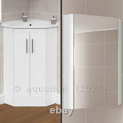 Bathroom Corner Vanity Unit Cloakroom 2 Door Storage Basin Taps Mirror Cabinet