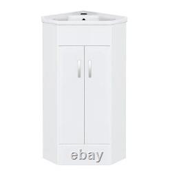 Bathroom Corner Vanity Unit with Basin Sink 550mm Two Door Cabinet Gloss White