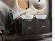 Bathroom Countertop Vanity Unit 120cm Sinks Ribbed Textured Black Wall Hung Adel