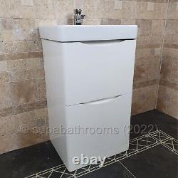 Bathroom Floor Standing 2 Drawer Gloss White 500 Vanity Unit Smile