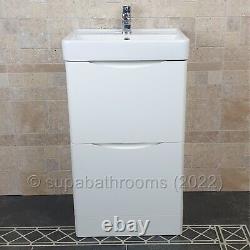 Bathroom Floor Standing 2 Drawer Gloss White 500 Vanity Unit Smile