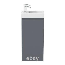 Bathroom Floor Standing 400mm Slim Vanity Unit Sink Basin Charcoal Grey White