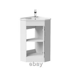 Bathroom Floor Standing Corner Vanity Unit White Gloss Single Door Flat Pack