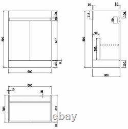 Bathroom Floor Standing Countertop Vanity Unit Gloss White 600mm 800mm