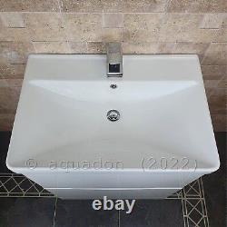 Bathroom Floor Standing Vanity Unit And Basin 700 Gloss White 2 Drawer Smile