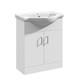 Bathroom Floorstanding Basin Vanity Unit 650mm White Gloss 2-door Cabinet Modern