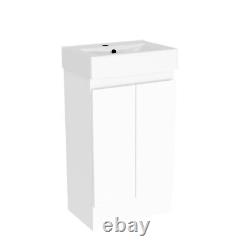 Bathroom Freestanding 450mm Basin Vanity Unit 2 doors White Flat Pack