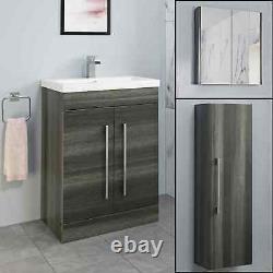 Bathroom Furniture Basin Vanity Toilet Unit Mirror Storage Cabinet Charcoal Grey