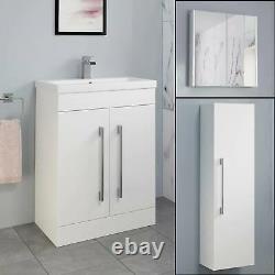 Bathroom Furniture Basin Vanity Toilet Unit Mirror Storage Cabinet Gloss White