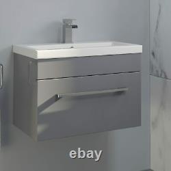 Bathroom Furniture Basin Vanity Toilet Unit Mirror Storage Cabinet Grey Gloss
