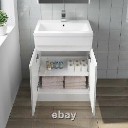 Bathroom Furniture Basin Vanity Toilet WC Unit Tall Wall Cabinet White Gloss