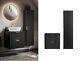 Bathroom Furniture Set Black Vanity 600 Countertop & Tall Cabinet Wall Unit Adel