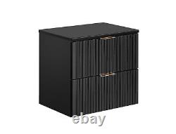 Bathroom Furniture Set Black Vanity 600 Countertop & Tall Cabinet Wall Unit Adel