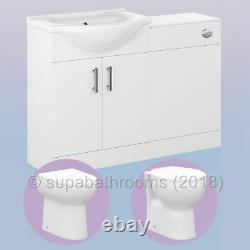 Bathroom Furniture Suite 1050 Vanity Unit White Basin WC Toilet Back to Wall