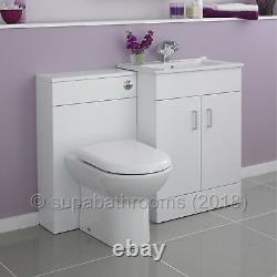 Bathroom Furniture Suite Vanity Unit & WC, Square Design White Hi-Gloss Turin