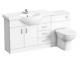 Bathroom Gloss White Vanity Unit Sink & Toilet Ceramic Basin & Btw Pan 1500mm Uk