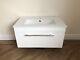 Bathroom Gloss White Wall Hung Vanity Unit Modern Slim Sink Basin Storage Drawer