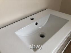 Bathroom Gloss White Wall Hung Vanity Unit Modern Slim Sink Basin Storage Drawer