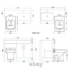 Bathroom Grey Vanity Unit Sink Cabinet Left Hand Basin Storage with WC Toilet