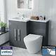 Bathroom Left Hand Grey Basin Vanity Unit Wc Btw Toilet 1100mm Aric