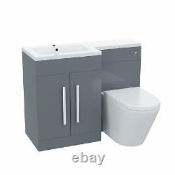 Bathroom Left Hand Grey Basin Vanity Unit WC BTW Toilet 1100mm Aric