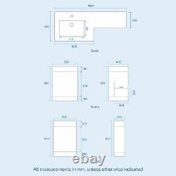 Bathroom Left Hand Grey Basin Vanity Unit WC BTW Toilet 1100mm Aric