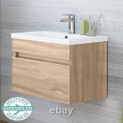 Bathroom Oak Furniture Vanity Unit Basin Storage Cabinet Soft Close Wood 600mm