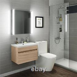 Bathroom Oak Furniture Vanity Unit Basin Storage Cabinet Soft Close Wood 600mm