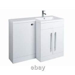 Bathroom RH Sink Basin L-Shape Vanity Unit Toilet Combined Furniture Cabinet UK