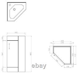 Bathroom Single Door Corner Vanity Unit Basin 1 Tap Hole Freestanding 585mm Oak