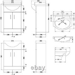 Bathroom Sink Cabinet Vanity Unit Basin Storage Furniture Gloss Grey Soft Close