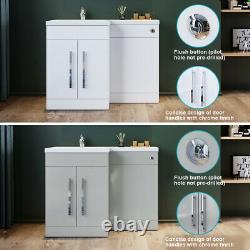 Bathroom Sink Square Toilet Vanity Unit Cabinet Grey Right Hand Basin Storage