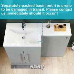 Bathroom Sink Square Toilet Vanity Unit Cabinet Grey Right Hand Basin Storage