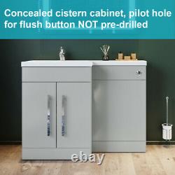 Bathroom Sink Square Toilet Vanity Unit Cabinet Grey Right Hand Basin Storage