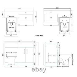 Bathroom Sink Square Toilet Vanity Unit Cabinet Grey Right Hand Basin Storage