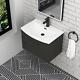 Bathroom Sink Vanity Unit 1-drawer 600mm Hale Black Curved Basin Black Handle