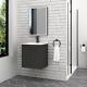 Bathroom Sink Vanity Unit 2-door 500mm Hale Black Curved Basin Black Handle