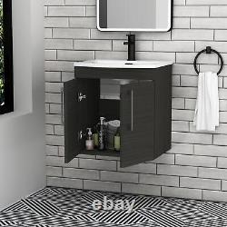 Bathroom Sink Vanity Unit 2-Door 500mm Hale Black Curved Basin Black handle